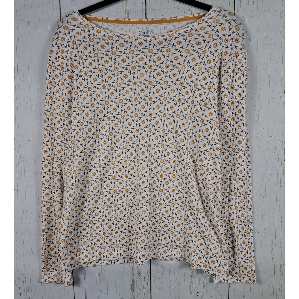Croft Barrow Size Large The Classic Tee Multicolor Floral Long Sleeve Cotton Top